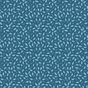 Abstract leaves in monochromatic blue 