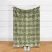 493 - Jumbo scale monochrome forest moss green papercut organic wonky shapes in tartan plaid setting for fun wallpaper, duvet covers and cotton sheet sets,  tablecloths,  pillows and curtains.