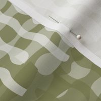 493 - Jumbo scale monochrome forest moss green papercut organic wonky shapes in tartan plaid setting for fun wallpaper, duvet covers and cotton sheet sets,  tablecloths,  pillows and curtains.