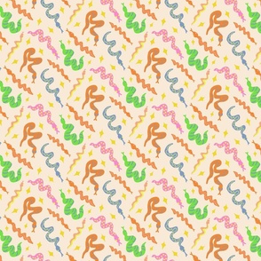 Colorful cute snakes light background