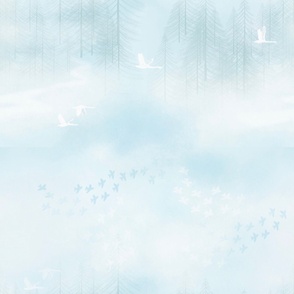 Serene fog forest