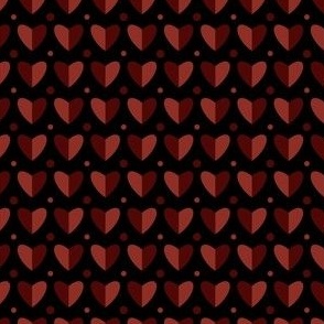 Geometrical hearts and dots on black background 