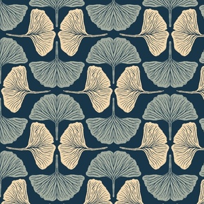 Eternal Ginkgo Elegance: Art Deco Inspired Leaf Pattern - Nature-Inspired Fabric Design