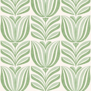 Tulips for Spring, pastel mint green (Xlarge) - flowers and leaves