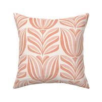 Tulips for Spring, pastel peach orange (Xlarge) - flowers and leaves
