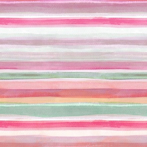Watercolor stripe design pink green