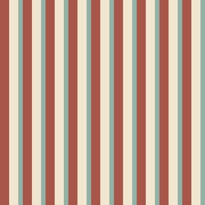 Spring garden classic bold stripe - dark coral, light teal and cream - grandmilennial, traditional, heritage stripe