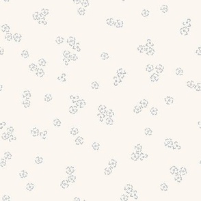 Ditsy Flower Scatter Pattern in Ivory Cream and Grey Blue