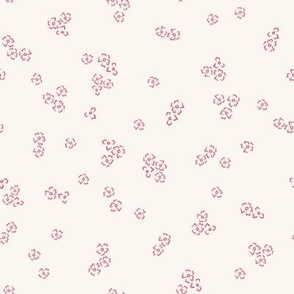 Ditsy Flower Scatter Pattern in Creamy Ivory and Retro Red.