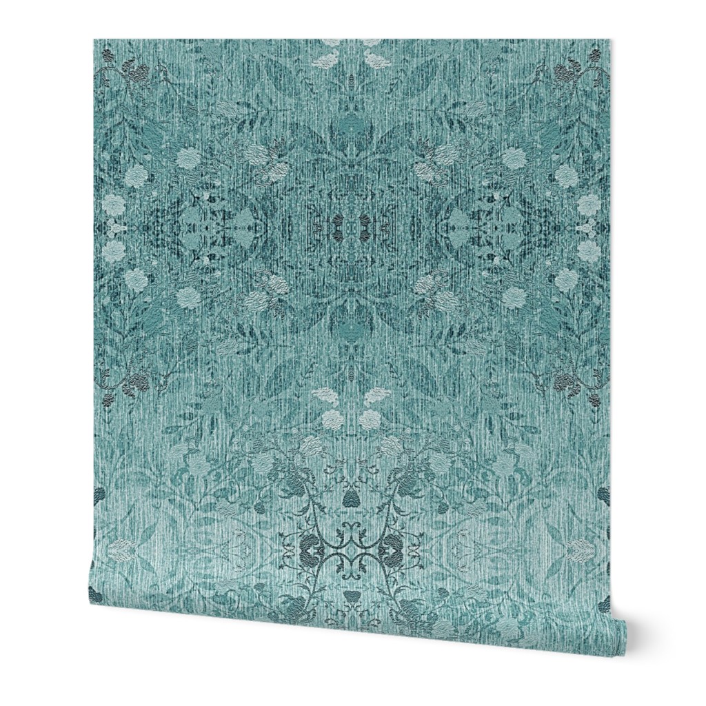 damask- teal faux foil