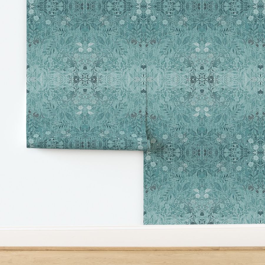 damask- teal faux foil