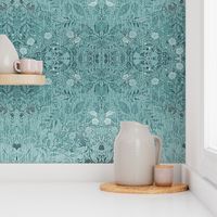 damask- teal faux foil