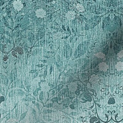 damask- teal faux foil