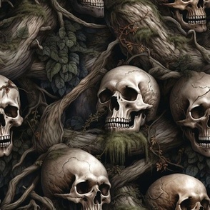 skulls in the woodland