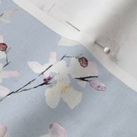 white flowers on blue / medium / watercolor