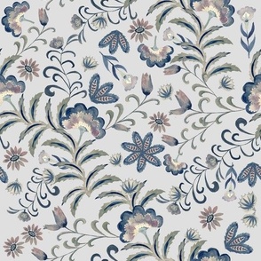 Medium Soft Grey Blue Chintz / Watercolor 