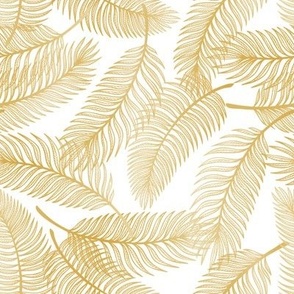 Golden Tropical Palm Tree Leaves