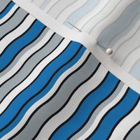 Medium Scale Team Spirit Football Wavy Stripes in Detroit Lions Blue and Silver Grey