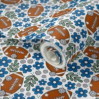 Medium Scale Team Spirit Football Floral in Detroit Lions Blue and Silver Grey
