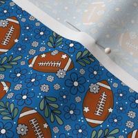 Small Scale Team Spirit Football Floral in Detroit Lions Blue and Silver Grey