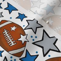 Medium Scale Team Spirit Footballs and Stars in Detroit Lions Blue and Silver Grey