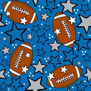 Large Scale Team Spirit Footballs and Stars in Detroit Lions Blue and Silver Grey