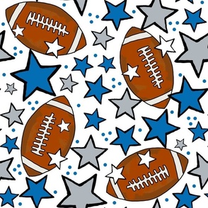 Large Scale Team Spirit Footballs and Stars in Detroit Lions Blue and Silver Grey