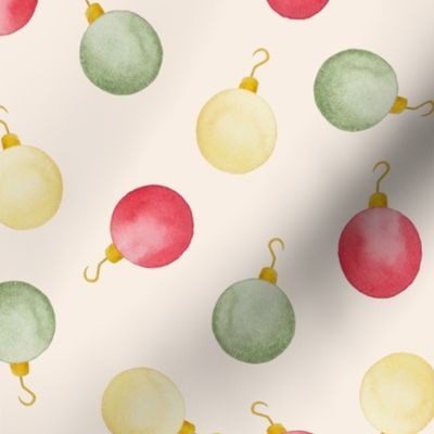 Watercolor Christmas Ornaments Cream - Meowy Christmas - Angelina Maria Designs