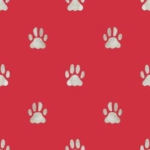 Watercolor Cat Paw Prints Red - Meowy Christmas - Angelina Maria Designs