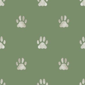 Watercolor Cat Paw Prints Green - Meowy Christmas - Angelina Maria Designs