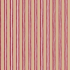 SMALL - Vertical stripes wallpaper with four layers and irregular outline - organic look - tan