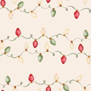 Watercolor Christmas Lights Cream - Meowy Christmas - Angelina Maria Designs