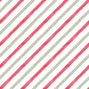 Watercolor Candy Cane Stripe Green - Meowy Christmas - Angelina Maria Designs