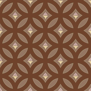 interlocking circles with floral bouquets in earthtones | medium