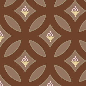 interlocking circles with floral bouquets in earthtones | large