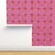 spots and stripes block print - bubblegum pink and cranberry red