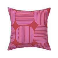 spots and stripes block print - bubblegum pink and cranberry red