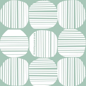 spots and stripes block print - bio mint jade green and white