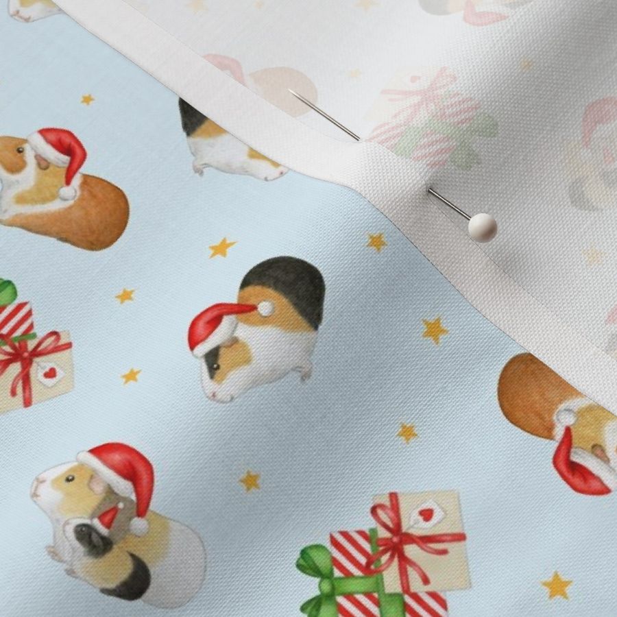 Christmas Guinea Pig non-directional with presents and stars on cloud - small scale