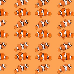 Clownfish with orange background