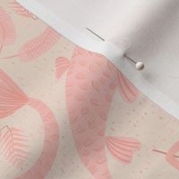 Free like fish - A soft mellow design in pinks and creams. Fish swimming and swirling in this tranquil victorian design.