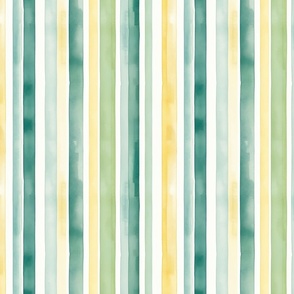 Teal Serenity: Watercolor Stripes with Mid-Century Charm