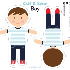 cut and sew boy 3 brown eyes red shoes