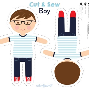 cut and sew boy 3 brown eyes_ rect glasses_ freckles_ red shoes