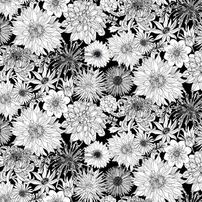 Black and White Hand Drawn Florals