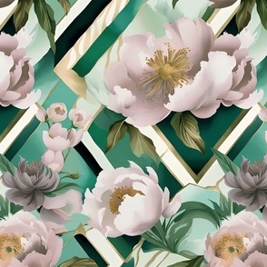 emerald florals on chevron