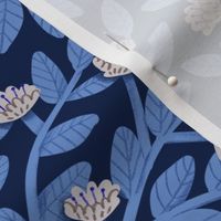 Blue on Navy - Sweet Garden - Medium - Dainty Flowers Collection