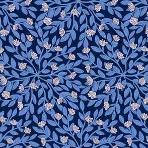 Blue on Navy - Sweet Garden - Medium - Dainty Flowers Collection