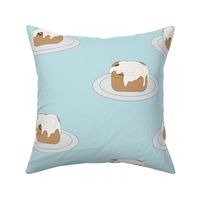 Cinnamon Rolls on a Plate Light Blue- Large Print