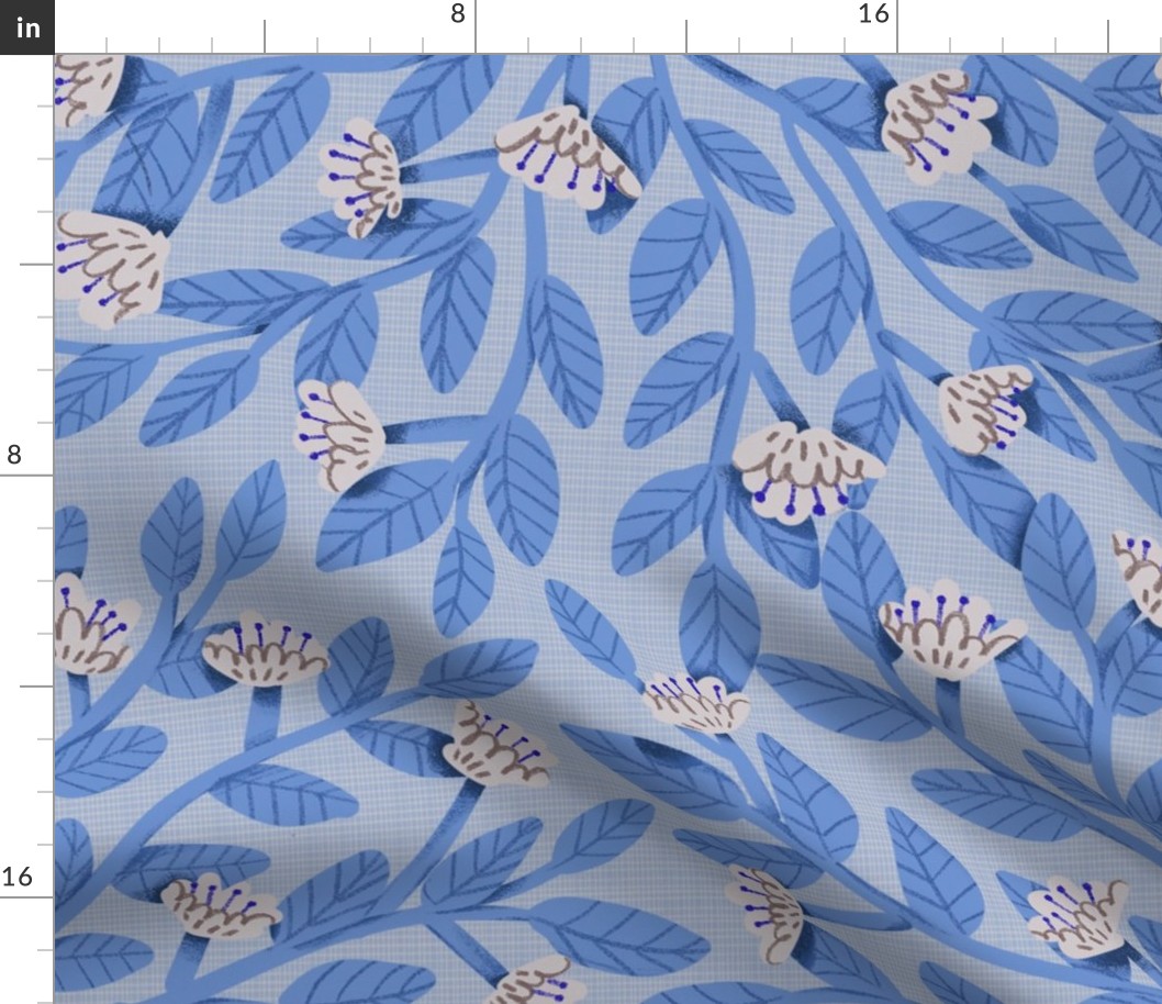 Blue on Light Blue - Sweet Garden - Large - Dainty Flowers Collection